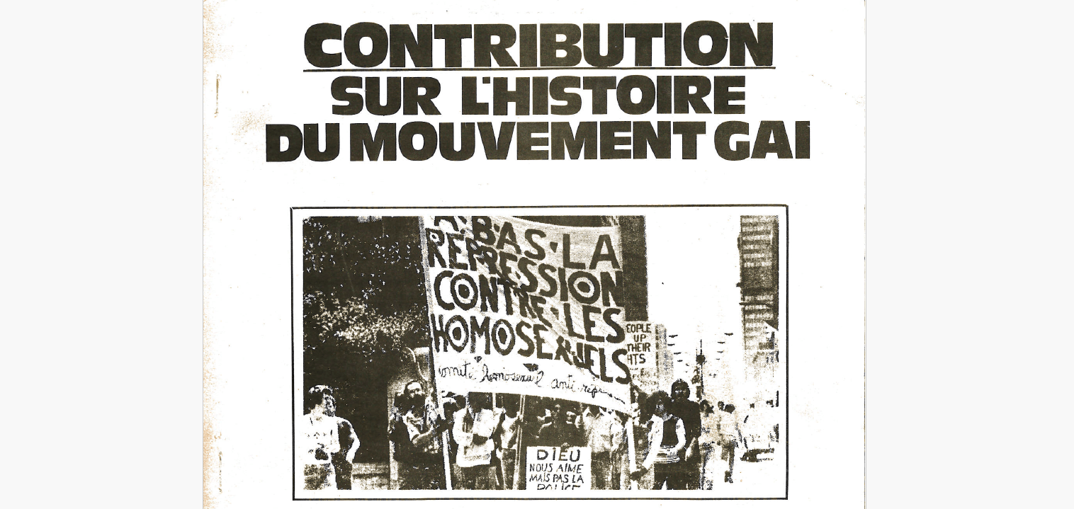Contribution sur l’histoire du mouvement gai